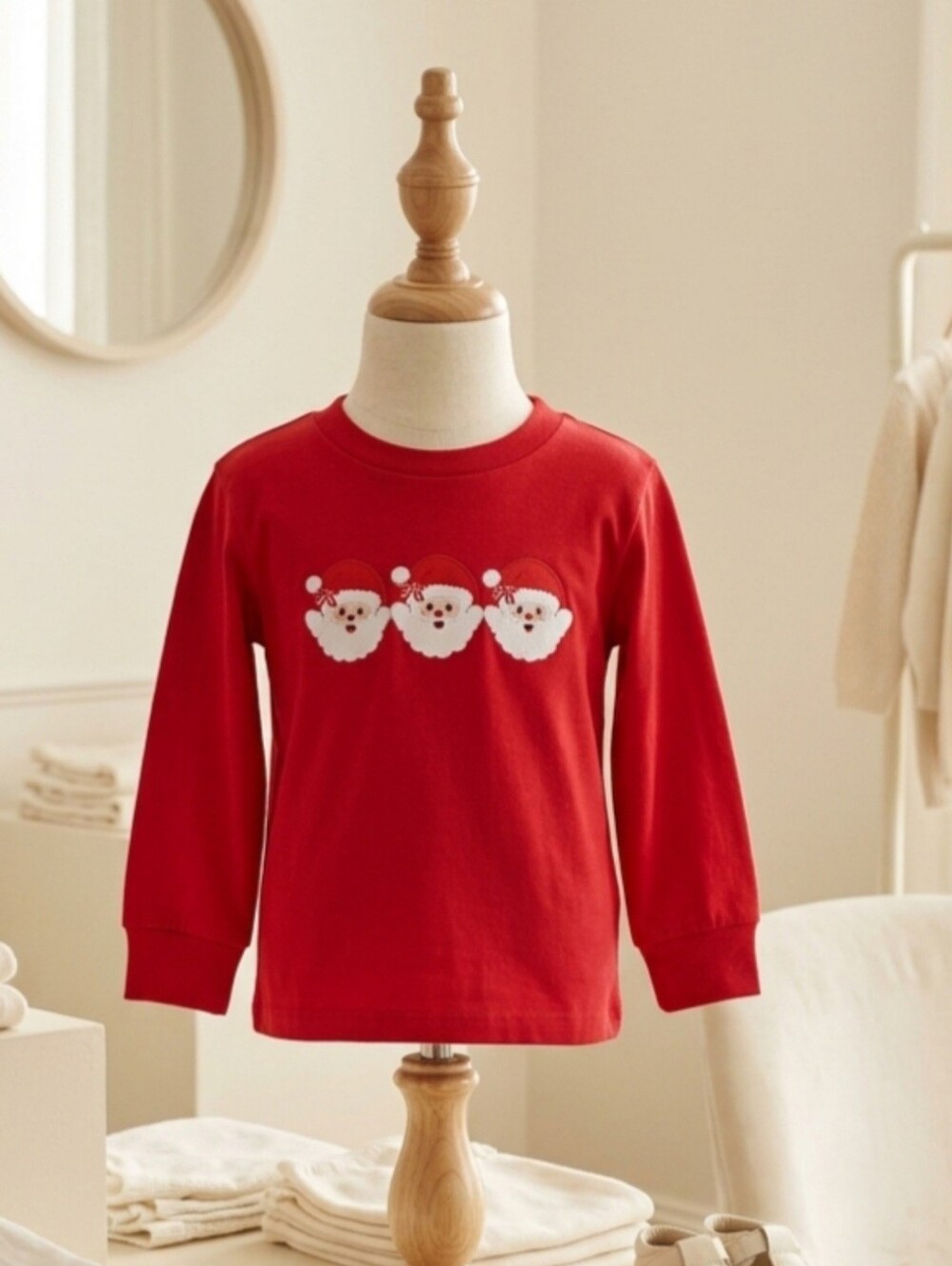 Rabbit Skins Size 4 – Red Long Sleeve Santa Shirt
